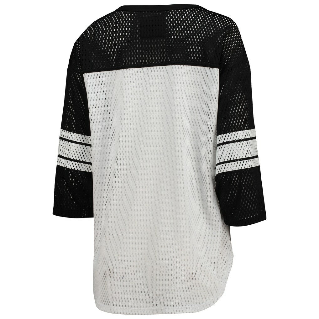 Washington Commanders G-III 4Her by Carl Banks Women's First Team 3/4-Sleeve Mesh T-Shirt White/Black