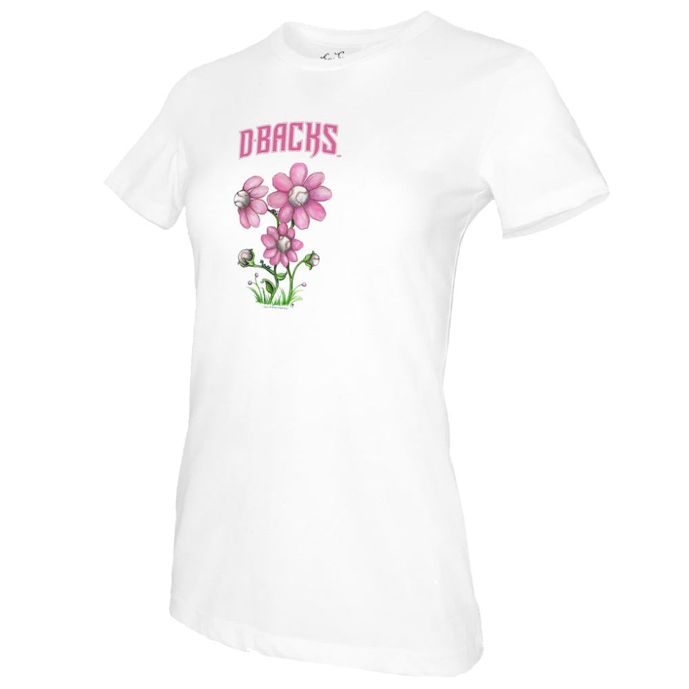 Arizona Diamondbacks Tiny Turnip Women's Blooming Baseballs T-Shirt - White T-shirts