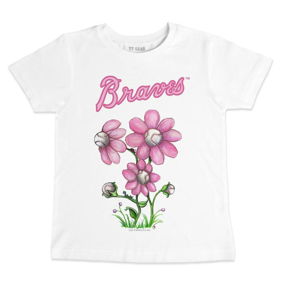 Atlanta Braves Tiny Turnip Youth Blooming Baseballs T-Shirt - White T-shirts