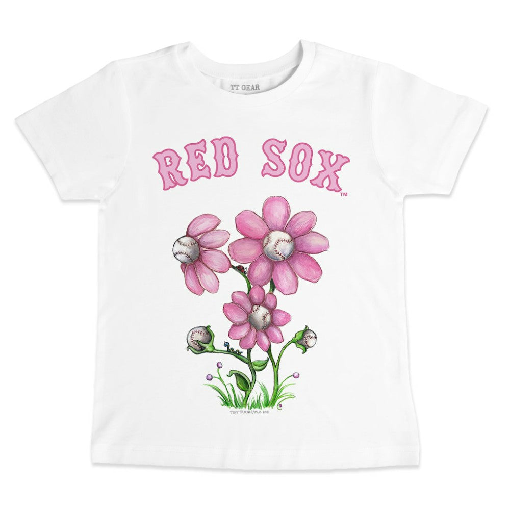 Boston Red Sox Tiny Turnip Youth Blooming Baseballs T-Shirt - White T-shirts