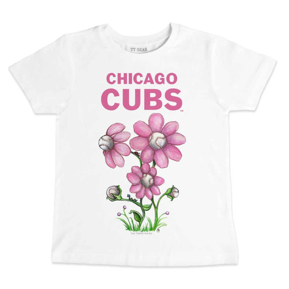 Chicago Cubs Tiny Turnip Youth Blooming Baseballs T-Shirt - White T-shirts