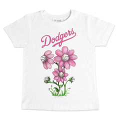 Los Angeles Dodgers Tiny Turnip Youth Blooming Baseballs T-Shirt - White T-shirts