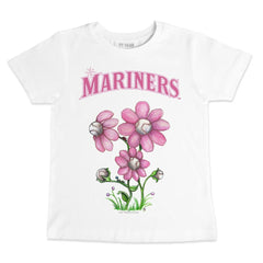 Seattle Mariners Tiny Turnip Youth Blooming Baseballs T-Shirt - White T-shirts