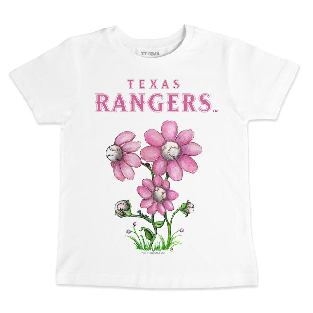 Texas Rangers Tiny Turnip Youth Blooming Baseballs T-Shirt - White T-shirts