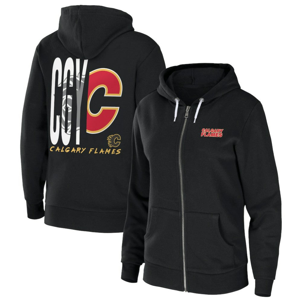 NHL Calgary Flames WEAR by Erin Andrews Women's Sponge Fleece Full-Zip Hoodie - Black