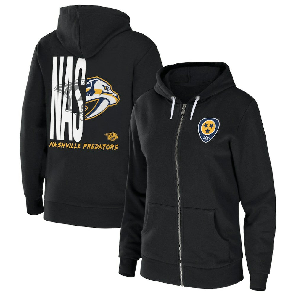 NHL Nashville Predators WEAR by Erin Andrews Women's Sponge Fleece Full-Zip Hoodie - Black