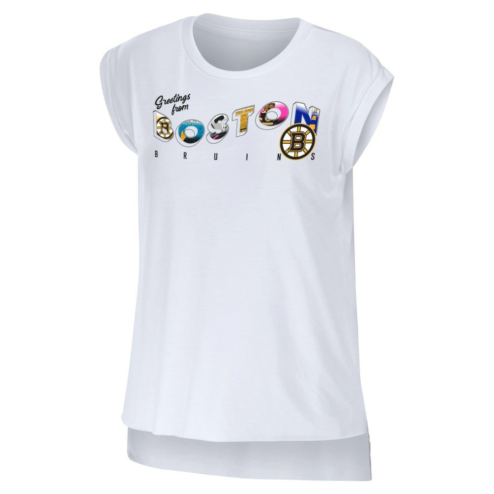 NHL Boston Bruins WEAR by Erin Andrews Women's Greetings From Muscle T-Shirt - White