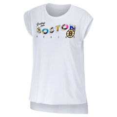 NHL Boston Bruins WEAR by Erin Andrews Women's Greetings From Muscle T-Shirt - White