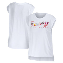 NHL Detroit Red Wings WEAR by Erin Andrews Women's Greetings From Muscle T-Shirt - White