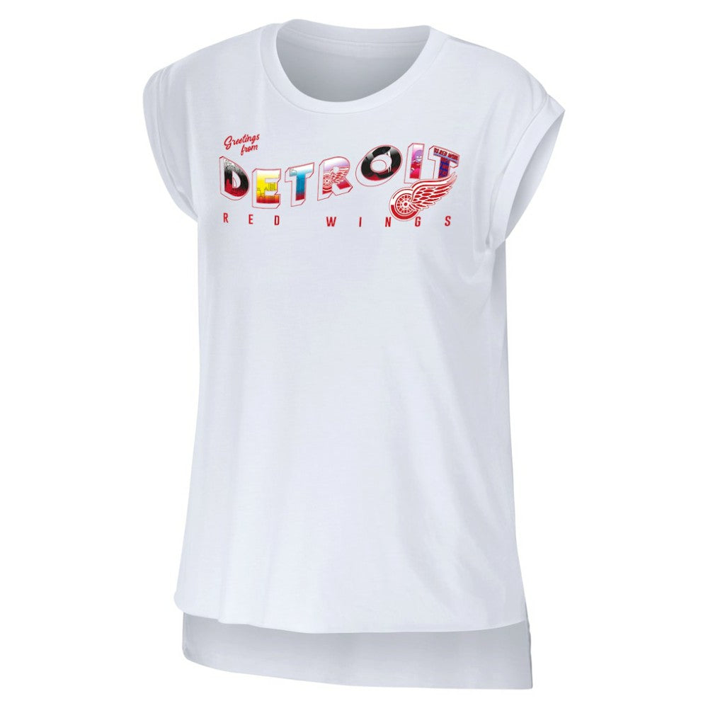 NHL Detroit Red Wings WEAR by Erin Andrews Women's Greetings From Muscle T-Shirt - White