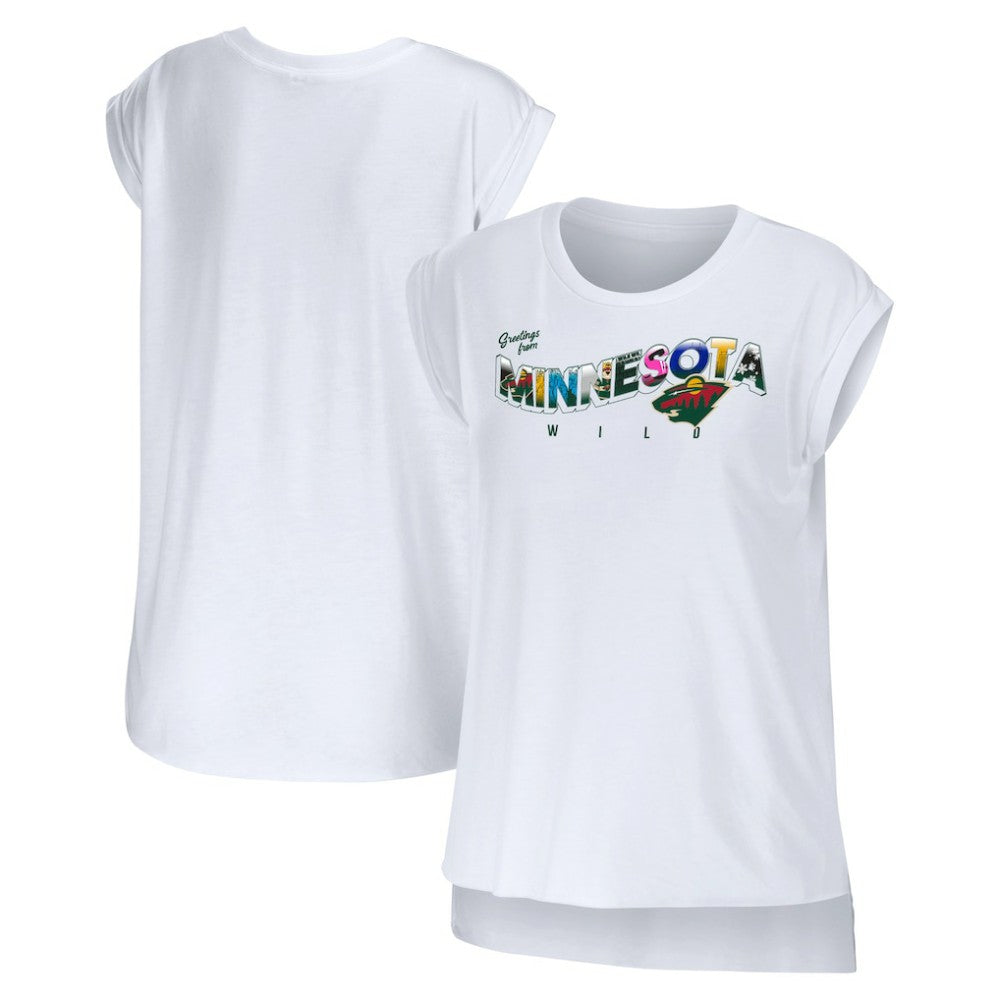 NHL Minnesota Wild WEAR by Erin Andrews Women's Greetings From Muscle T-Shirt - White