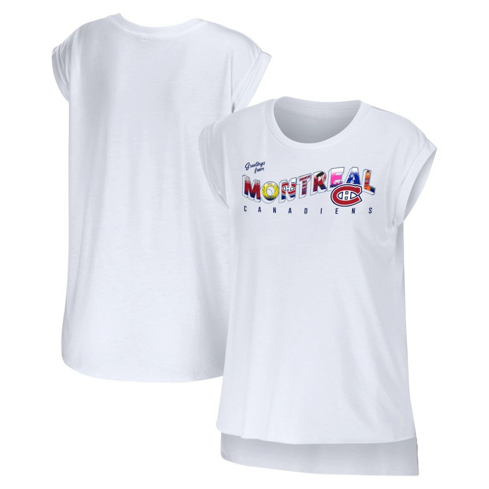 NHL Montreal Canadiens WEAR by Erin Andrews Women's Greetings From Muscle T-Shirt - White