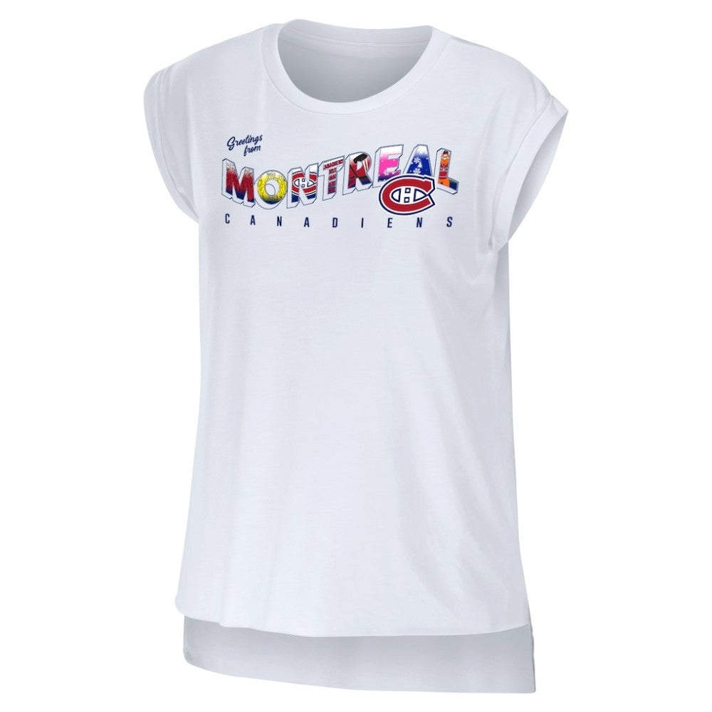 NHL Montreal Canadiens WEAR by Erin Andrews Women's Greetings From Muscle T-Shirt - White