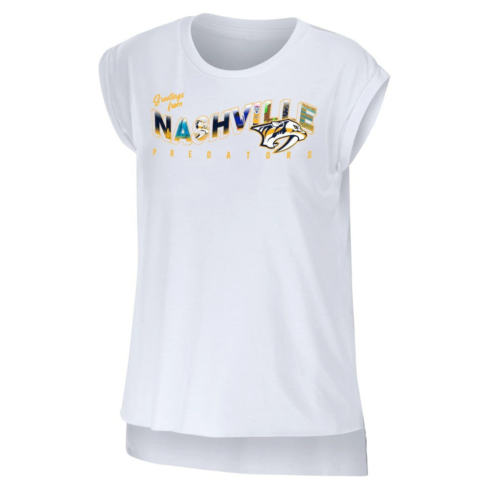 NHL Nashville Predators WEAR by Erin Andrews Women's Greetings From Muscle T-Shirt - White