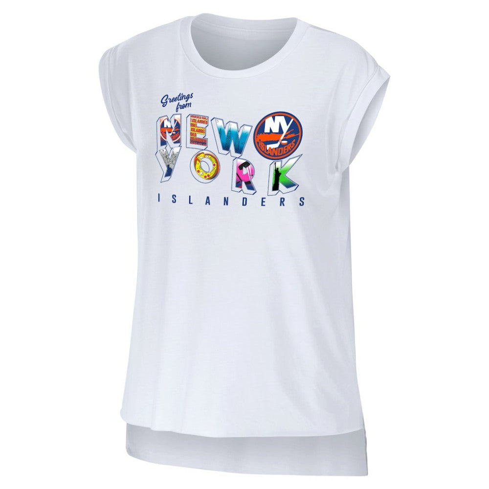 NHL New York Islanders WEAR by Erin Andrews Women's Greetings From Muscle T-Shirt - White