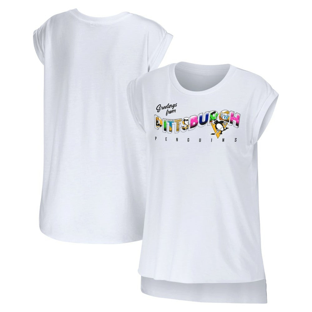 NHL Pittsburgh Penguins WEAR by Erin Andrews Women's Greetings From Muscle T-Shirt - White