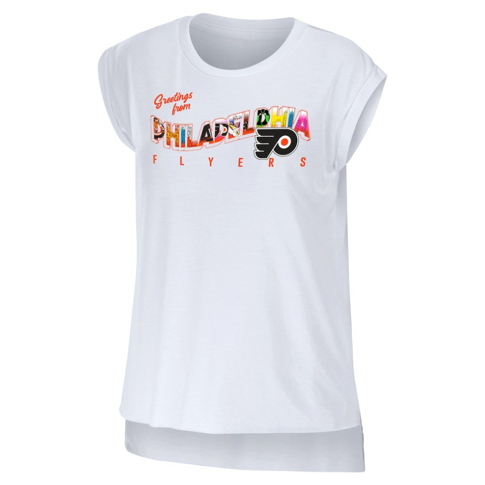 NHL Philadelphia Flyers WEAR by Erin Andrews Women's Greetings From Muscle T-Shirt - White
