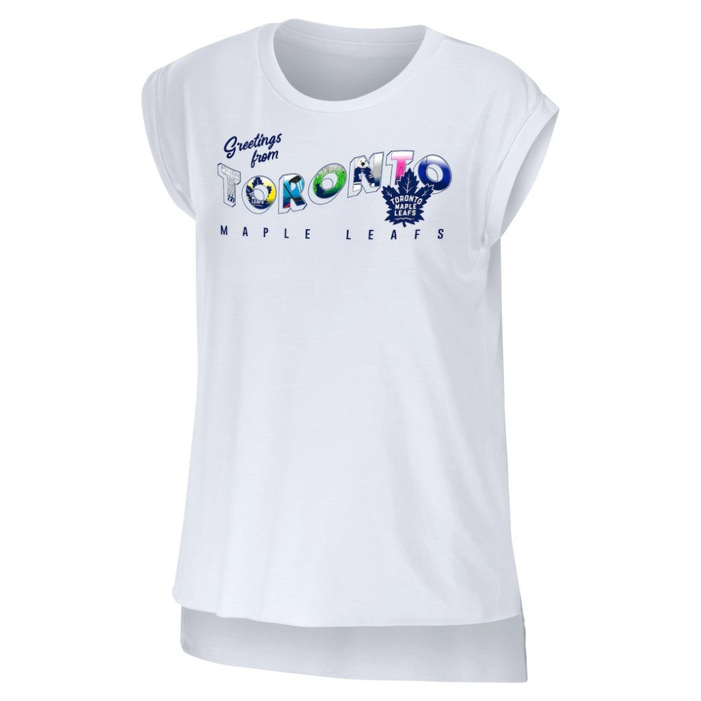 NHL Toronto Maple Leafs WEAR by Erin Andrews Women's Greetings From Muscle T-Shirt - White