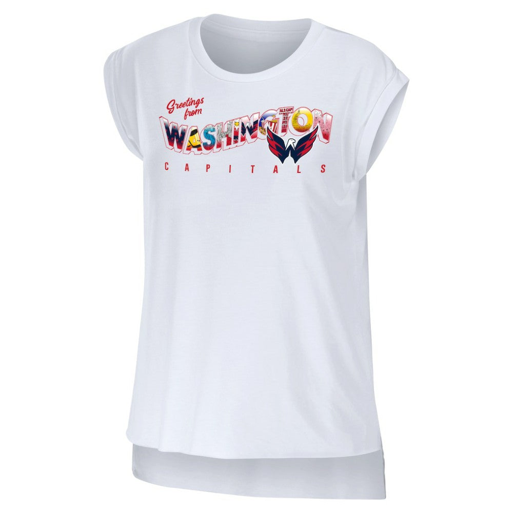 NHL Washington Capitals WEAR by Erin Andrews Women's Greetings From Muscle T-Shirt - White