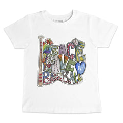 Kansas City Royals Tiny Turnip Youth Peace Love Baseball T-Shirt - White T-shirts