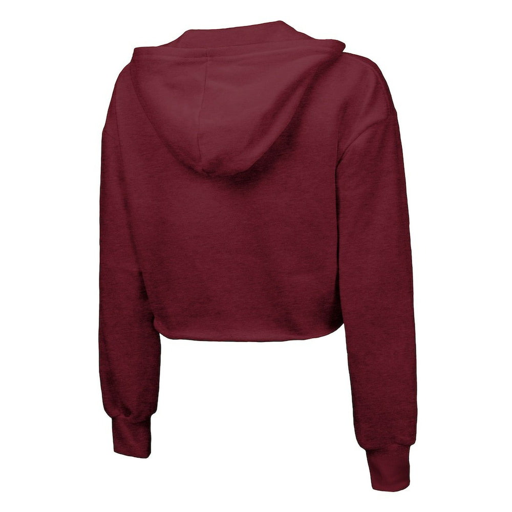Washington Commanders Majestic Threads Women's Bling Tri-Blend Cropped Pullover Hoodie Burgundy