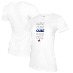 Chicago Cubs Tiny Turnip Women's Stacked T-Shirt - White T-shirts