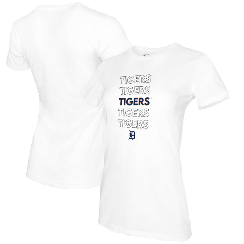 Detroit Tigers Tiny Turnip Women's Stacked T-Shirt - White T-shirts
