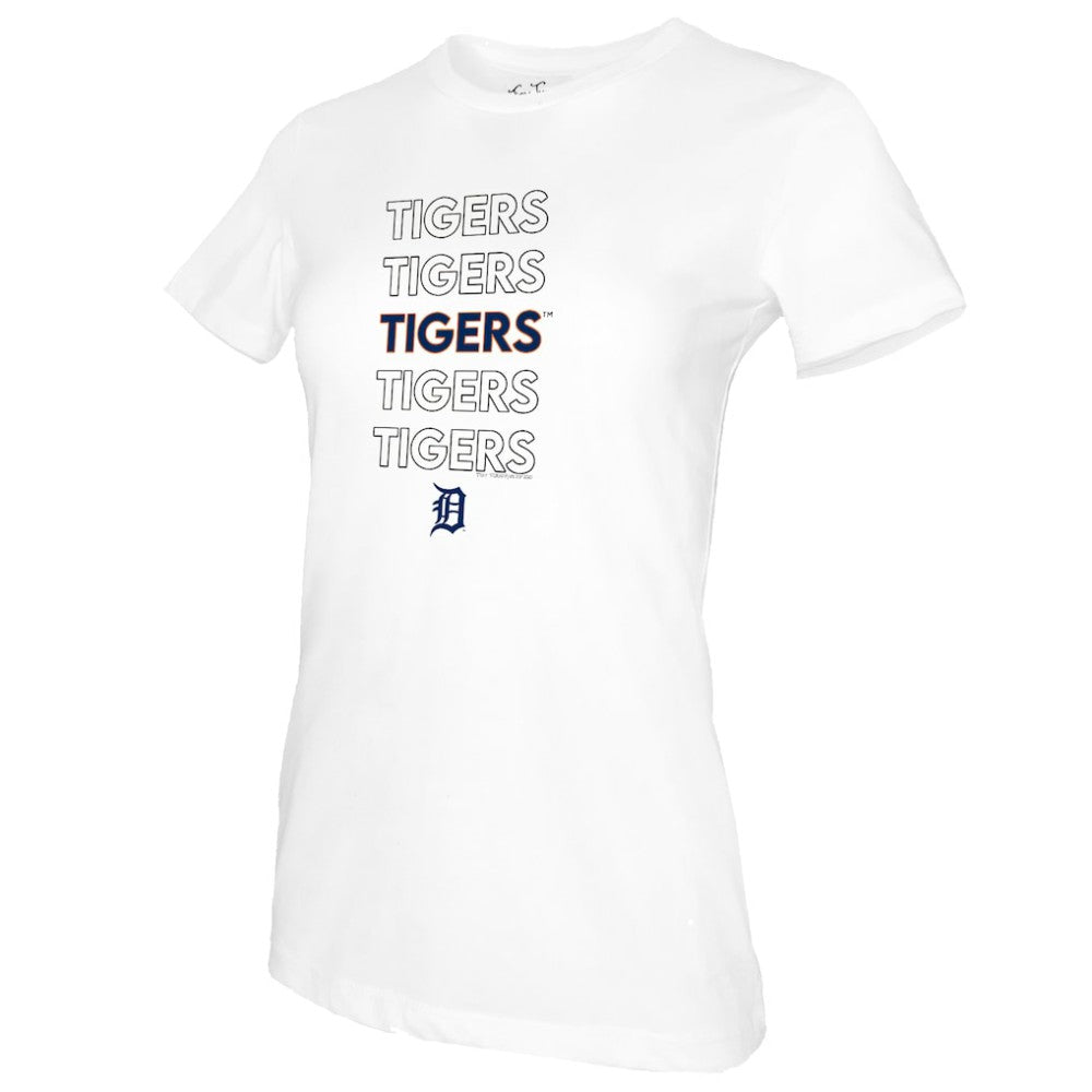 Detroit Tigers Tiny Turnip Women's Stacked T-Shirt - White T-shirts