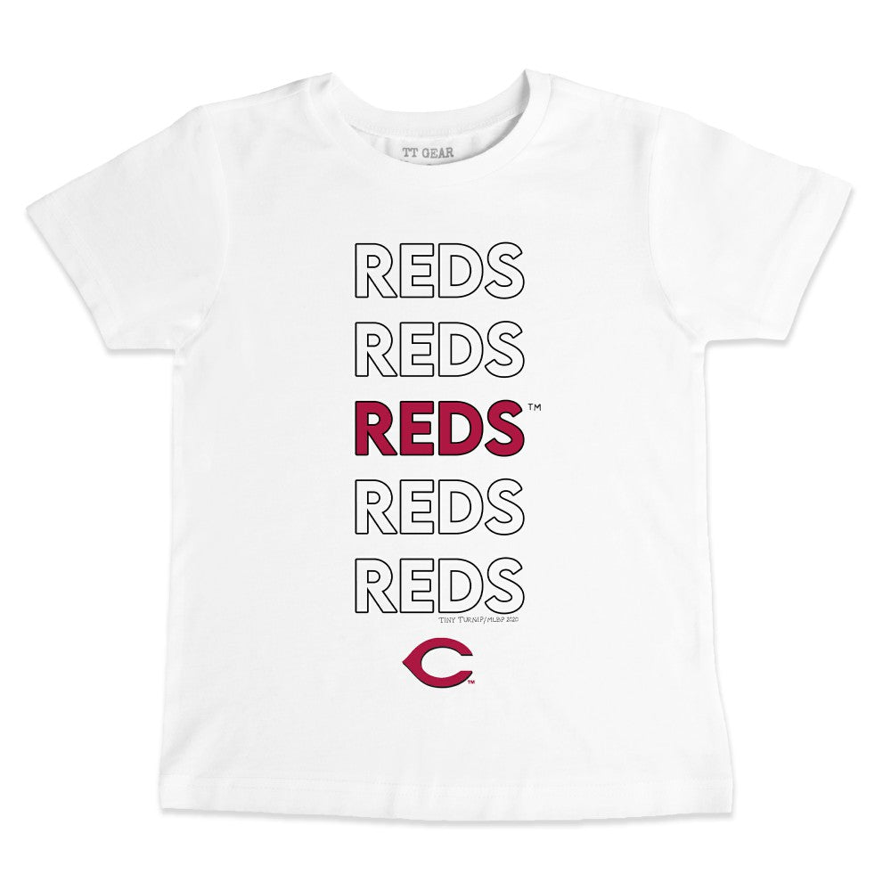 Cincinnati Reds Tiny Turnip Youth Stacked T-Shirt - White T-shirts