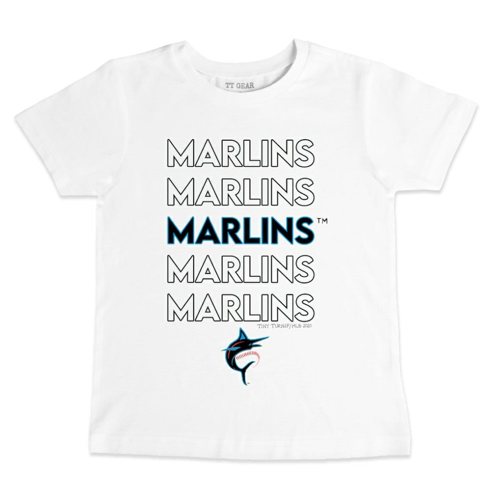 Miami Marlins Tiny Turnip Youth Stacked T-Shirt - White T-shirts