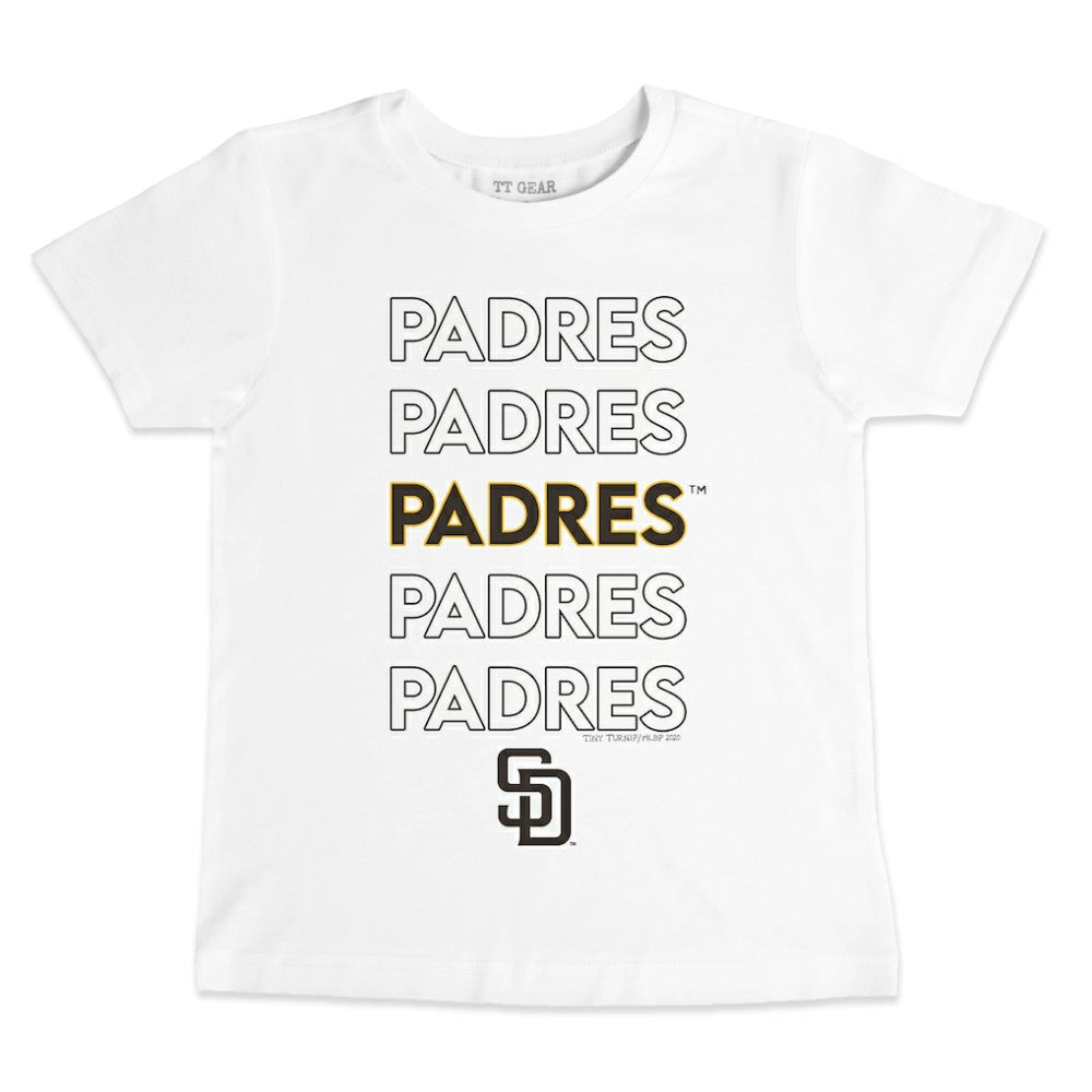 San Diego Padres Tiny Turnip Youth Stacked T-Shirt - White T-shirts