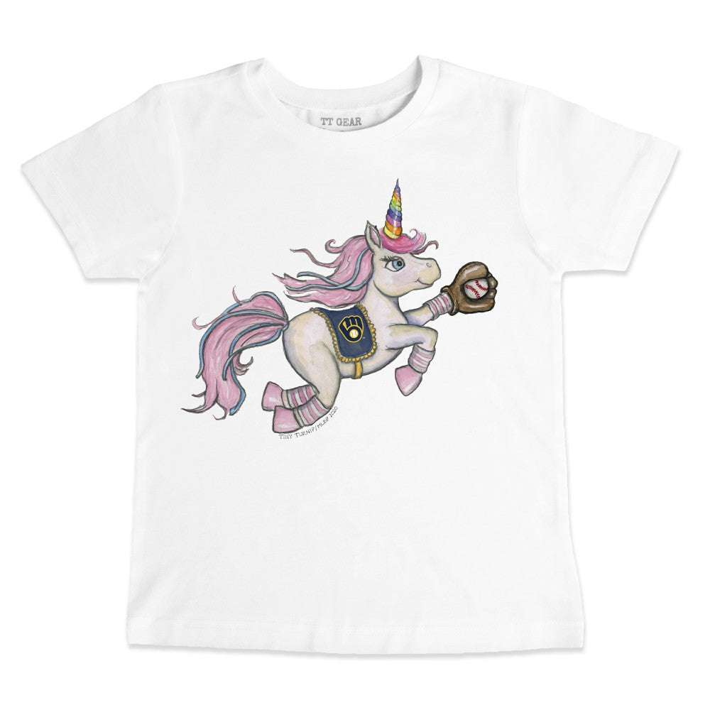 Milwaukee Brewers Tiny Turnip Youth Unicorn T-Shirt - White T-shirts