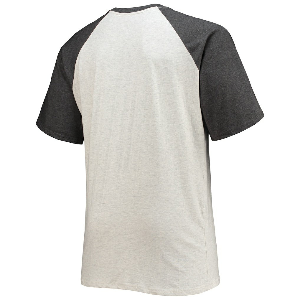 Washington Commanders Big & Tall Wordmark Raglan T-Shirt Oatmeal/Heathered Charcoal