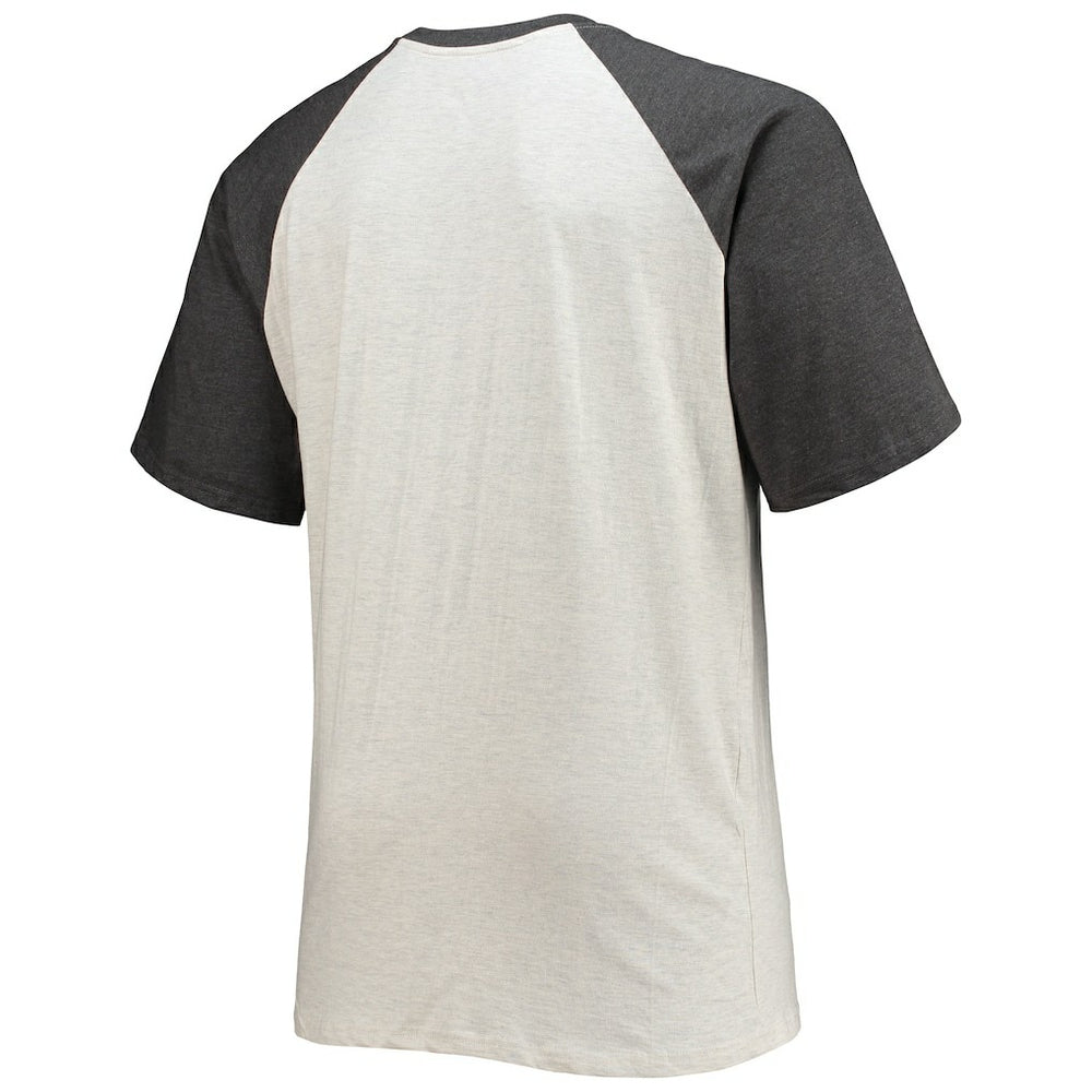Washington Commanders Big & Tall Wordmark Raglan T-Shirt Oatmeal/Heathered Charcoal