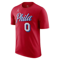 Tyrese Maxey Philadelphia 76ers Jordan Brand 2022/23 Statement Edition Name & Number T-Shirt Red