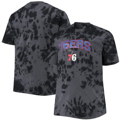 Philadelphia 76ers Big & Tall Marble Dye Tonal Performance T-Shirt Black
