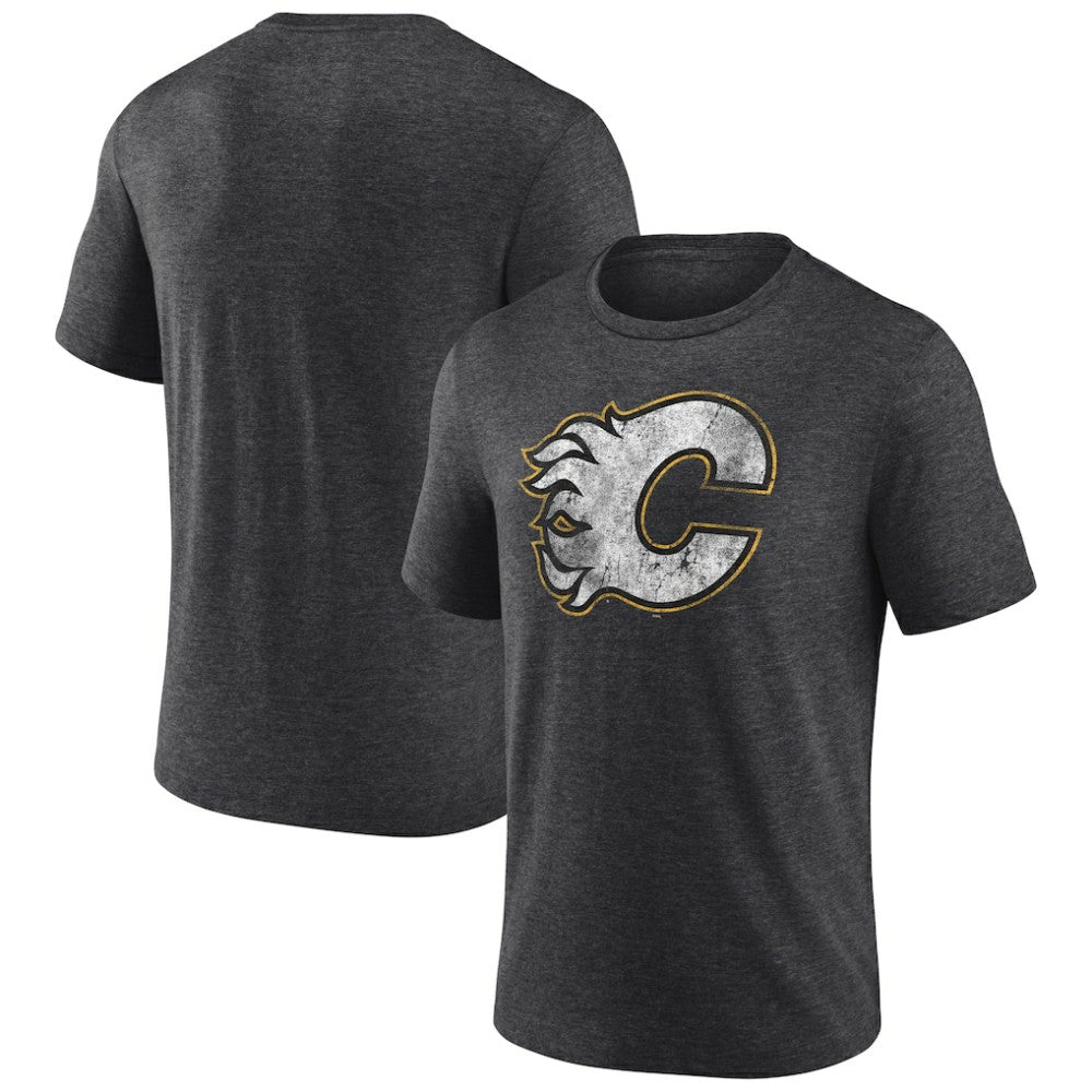 NHL Calgary Flames Wraparound Tri-Blend T-Shirt - Charcoal