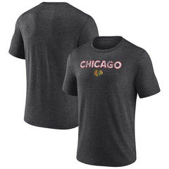 NHL Chicago Blackhawks Wraparound Tri-Blend T-Shirt - Charcoal