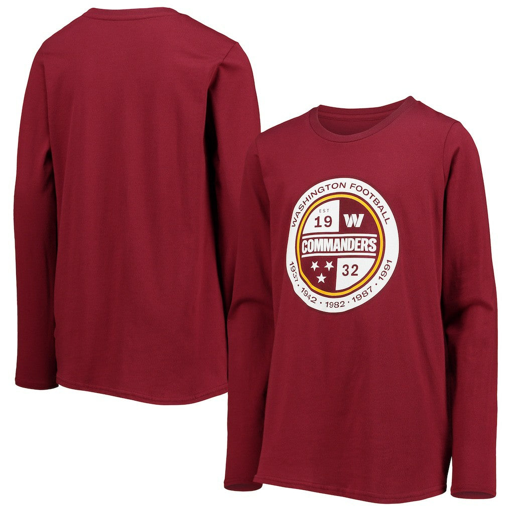 Washington Commanders Youth Secondary Logo Long Sleeve T-Shirt Burgundy