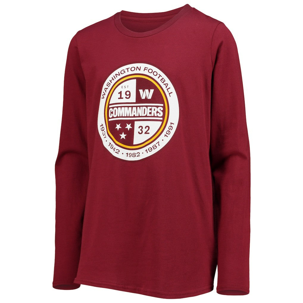 Washington Commanders Youth Secondary Logo Long Sleeve T-Shirt Burgundy