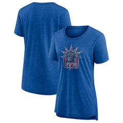 NHL New York Rangers Women's Slow Whistle Tri-Blend T-Shirt - Blue