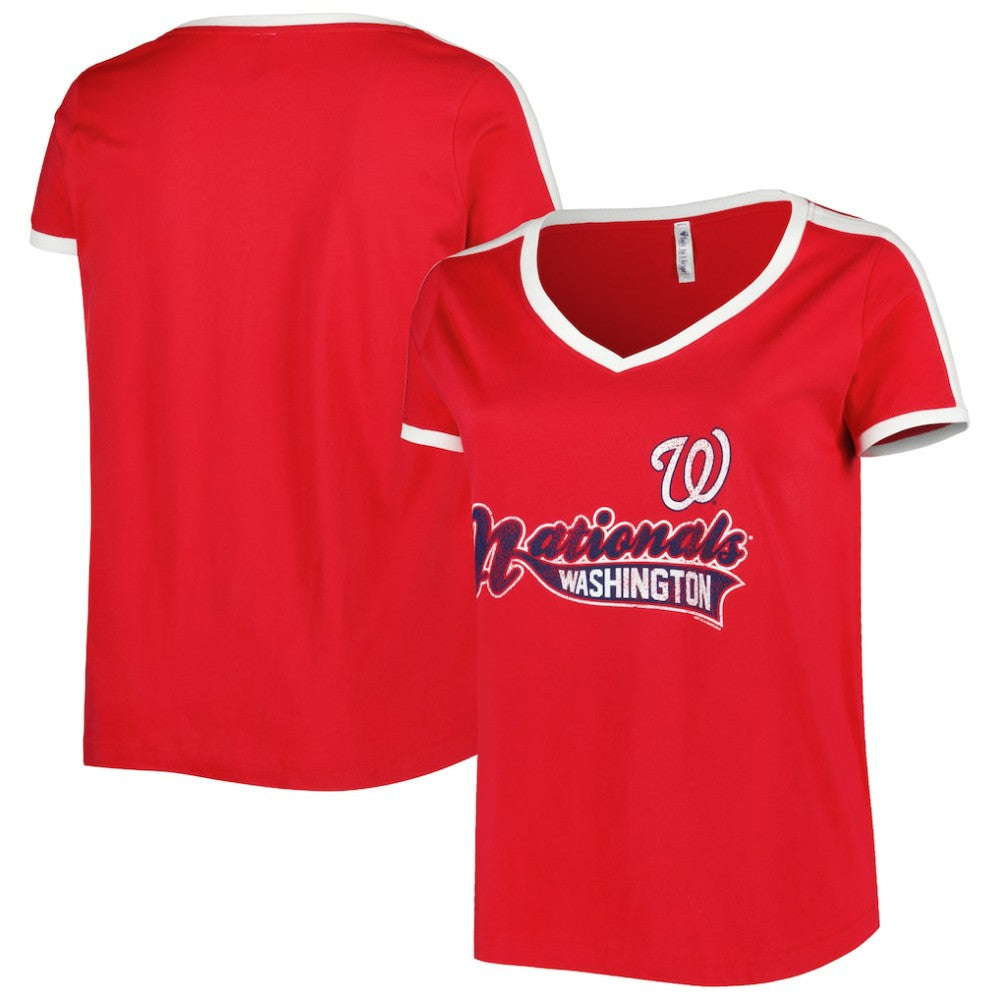 Washington Nationals Soft as a Grape Women's Plus Size V-Neck T-Shirt - Red T-shirts