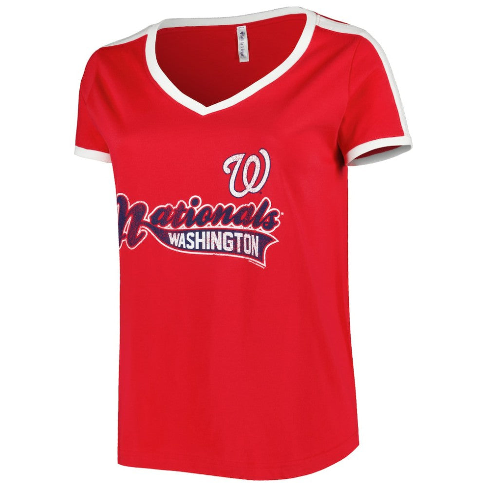 Washington Nationals Soft as a Grape Women's Plus Size V-Neck T-Shirt - Red T-shirts