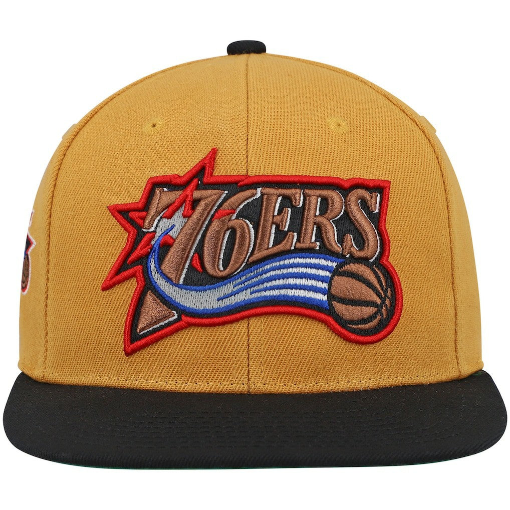 Philadelphia 76ers Hardwood Classics Snapback Hat Gold/Black