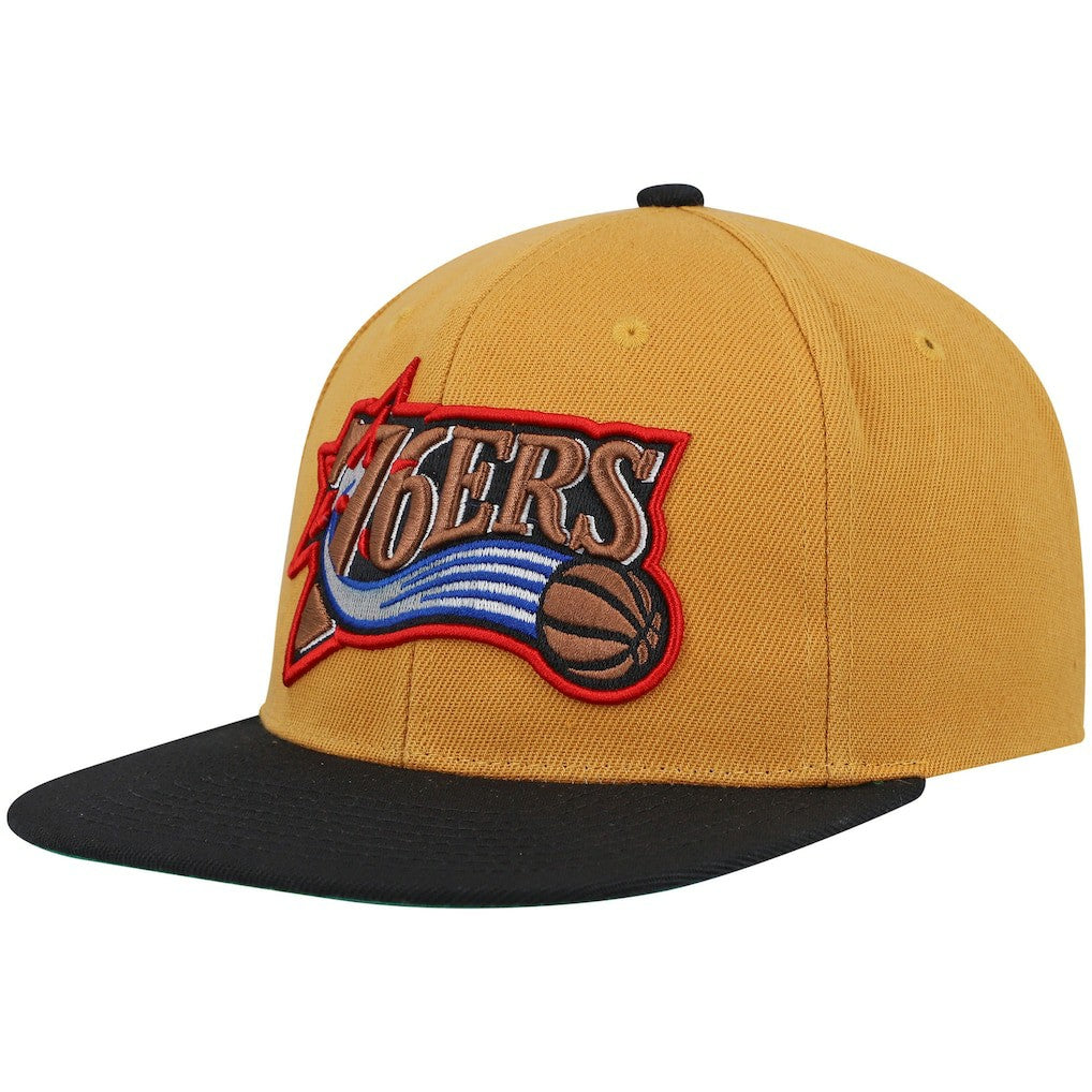 Philadelphia 76ers Hardwood Classics Snapback Hat Gold/Black