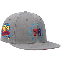 Philadelphia 76ers Hardwood Classics 60th Anniversary Carbon Cabernet Fitted Hat Charcoal