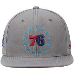 Philadelphia 76ers Hardwood Classics 60th Anniversary Carbon Cabernet Fitted Hat Charcoal