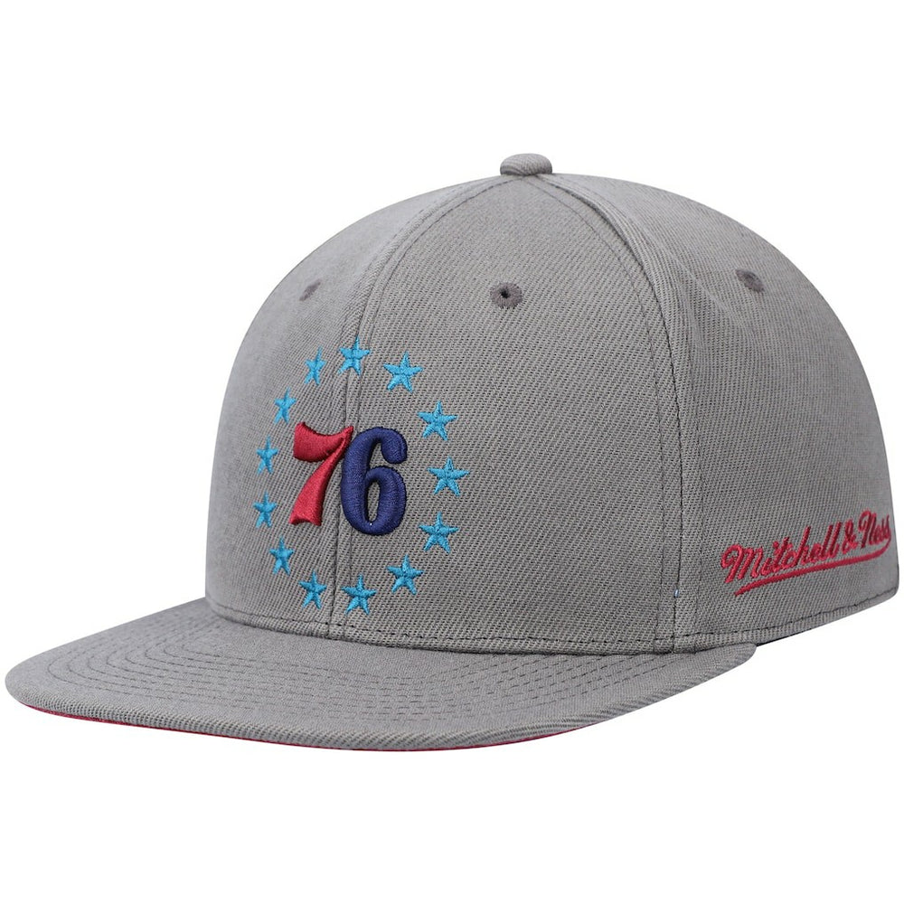 Philadelphia 76ers Hardwood Classics 60th Anniversary Carbon Cabernet Fitted Hat Charcoal