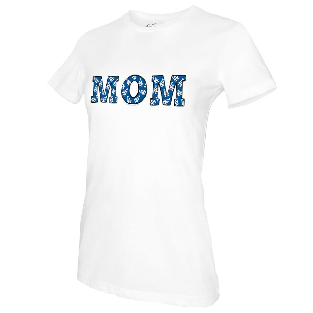 Los Angeles Dodgers Tiny Turnip Women's Mom T-Shirt - White T-shirts