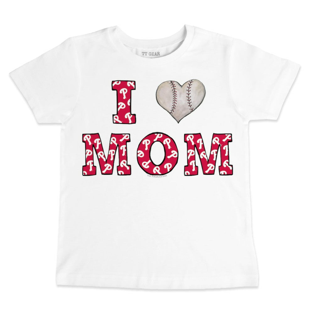 Philadelphia Phillies Tiny Turnip Youth Heart Mom T-Shirt - White T-shirts